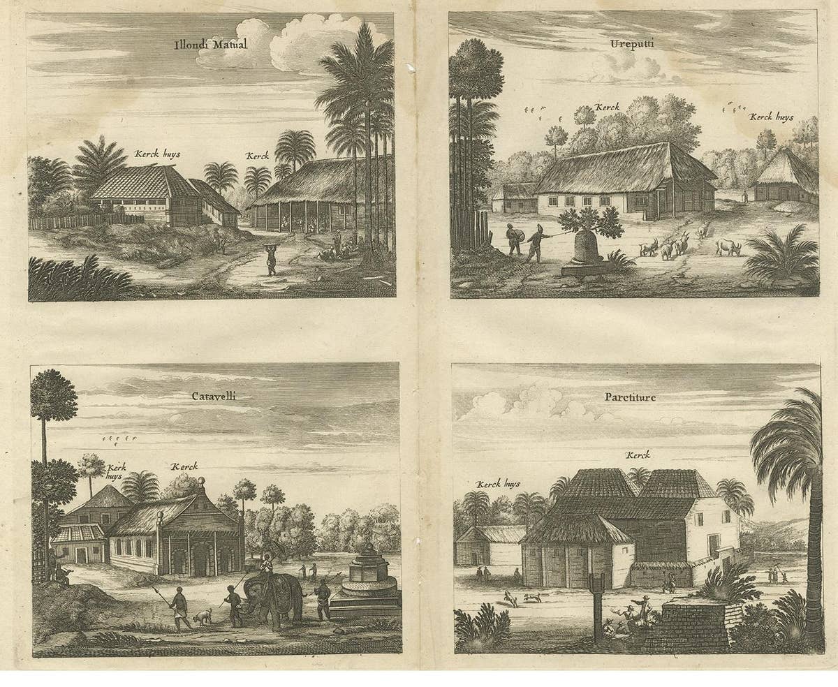 Antique Print of the Churches of Ilondi Matual, Ureputti, Catavelli and Paretitu