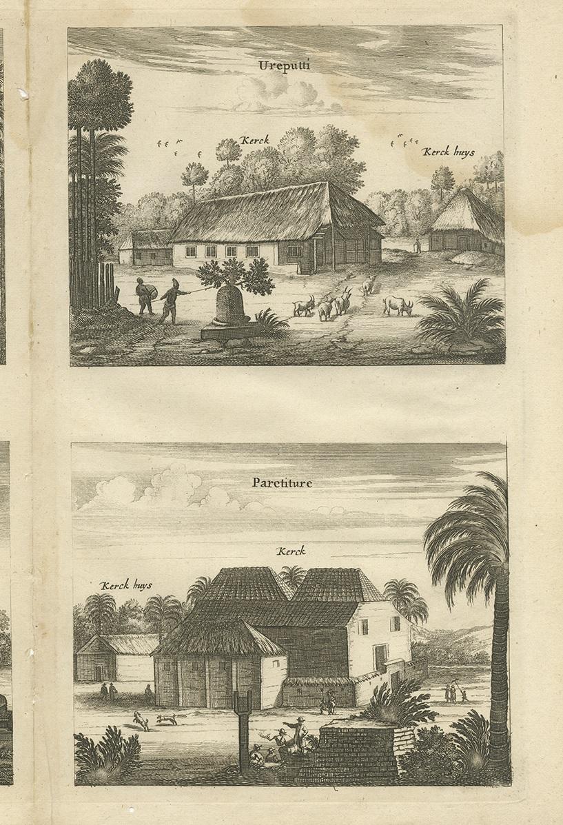 Impression ancienne des églises d'Ilondi Matual, Ureputti, Catavelli et Paretitu État moyen - En vente à Langweer, NL