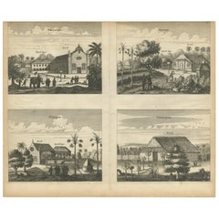 Antique Print of the Churches of Paneteripoum, Manipay, Changane and Vanarpone