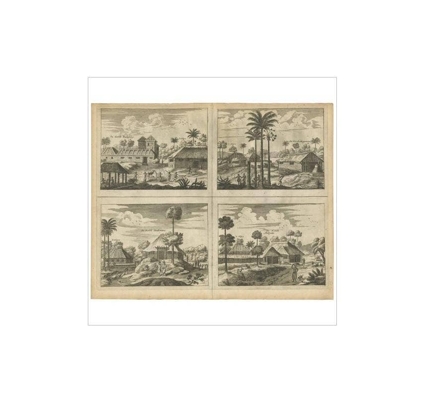 Antique Print of the Churches of Poelepolay, Mogommate, Tambamme and Mulipatto