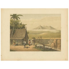 Impression ancienne de la rivière Cipancar « Java » par M.T.H. Perelaer, 1888