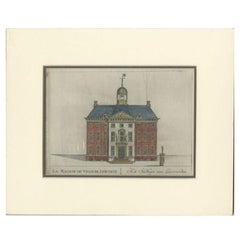 Antique Print of the City Hall of Leeuwarden, Friesland, The Netherlands, 1785