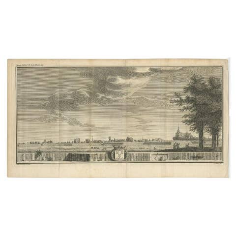 Antique Print of the City of Bergen op Zoom in The Netherlands, c.1745