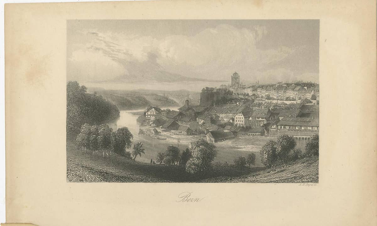 Antique Print of the City of Bern, Schwitzerland