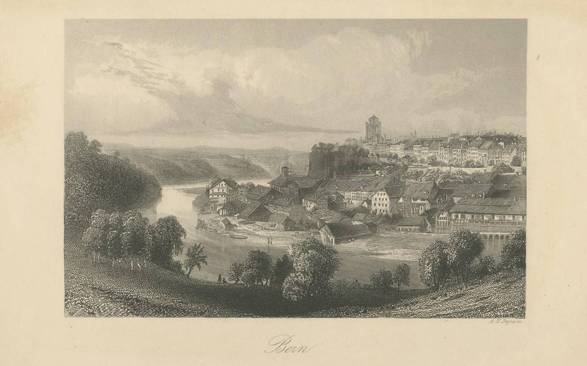 Antique Print of the City of Bern, Schwitzerland