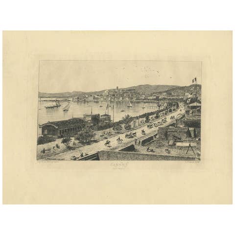 Antique Print of the City of Cannes by Fraipont, circa 1900