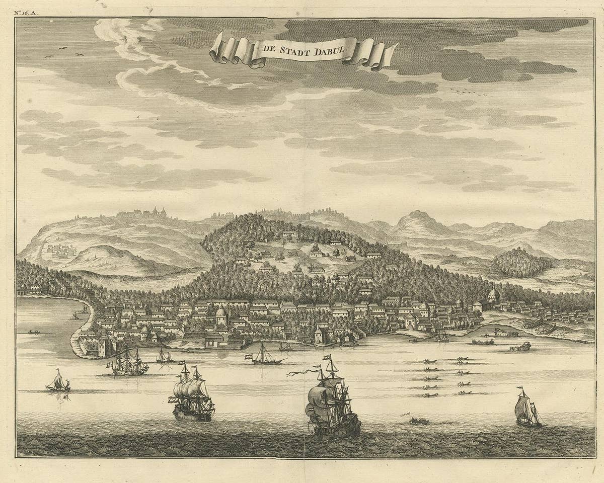 Antique Print of the City of Dabhol 'India' by Valentijn '1726'