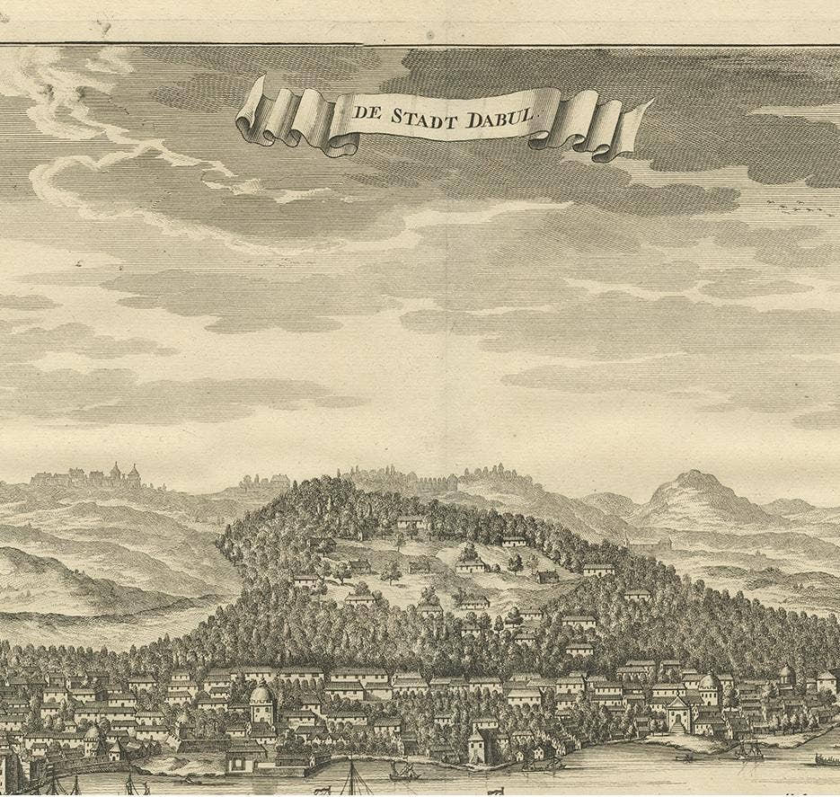 Antique Print of the City of Dabhol 'India' by Valentijn '1726'