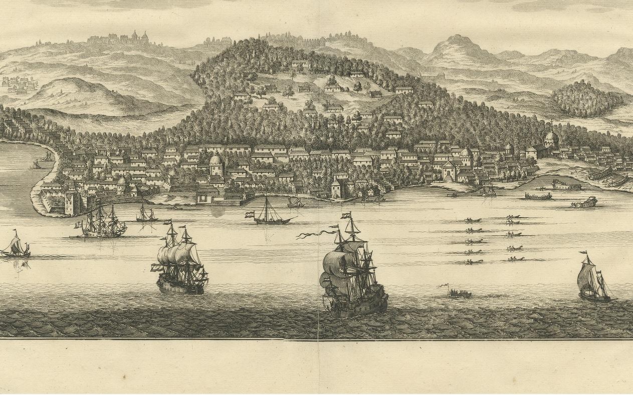 Engraved Antique Print of the City of Dabhol 'India' by Valentijn '1726' For Sale