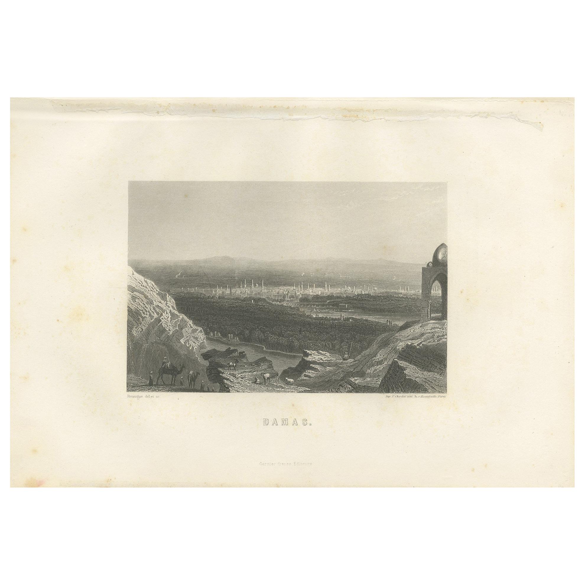 Antique Print of the City of Damas by Grégoire '1883' For Sale