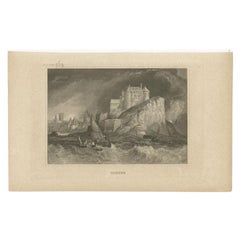 Impression ancienne de la ville de Dieppe, en Normandie, en France, 1833