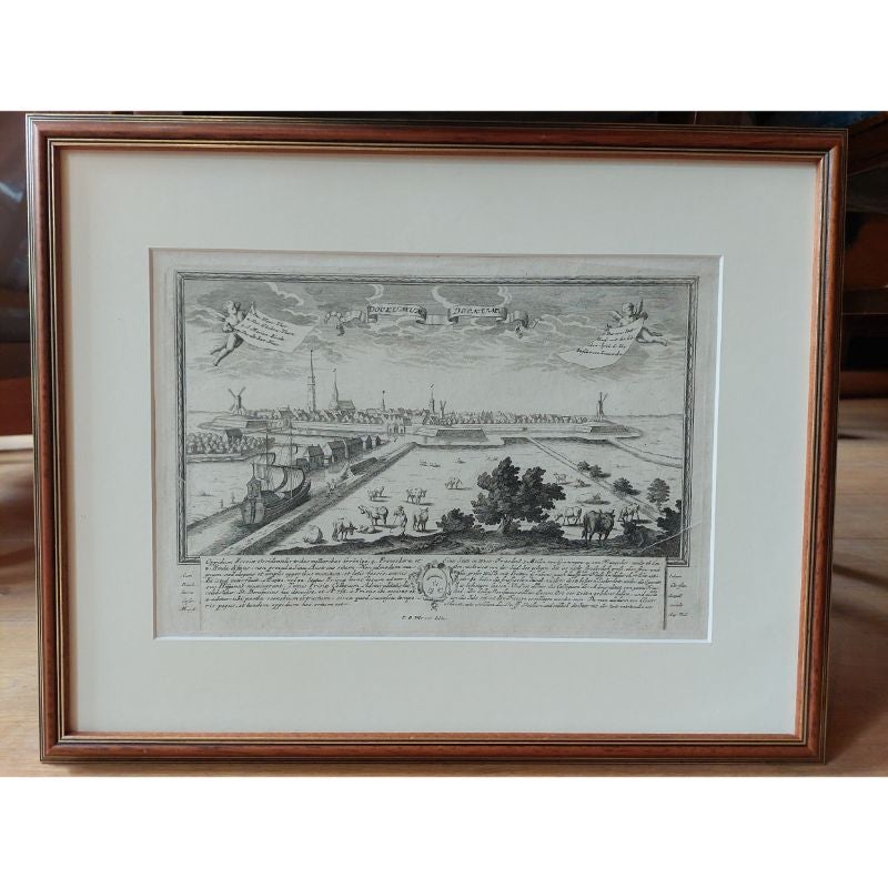 Antique Print of the City of Dokkum, The Netherlands, c.1730 For Sale