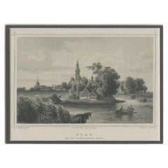 Antique Print of the City of Edam, Famous for its Dutch Cheeses, 1858