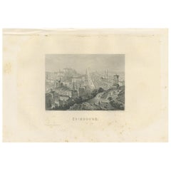 Antique Print of the City of Edinburgh by Grégoire, 1883 Antique Print of the City of Edinburgh by Grégoire, 1883