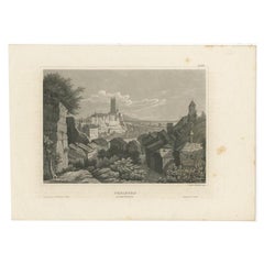 Antiker Druck der Stadt Fribourg in der Schweiz, um 1860