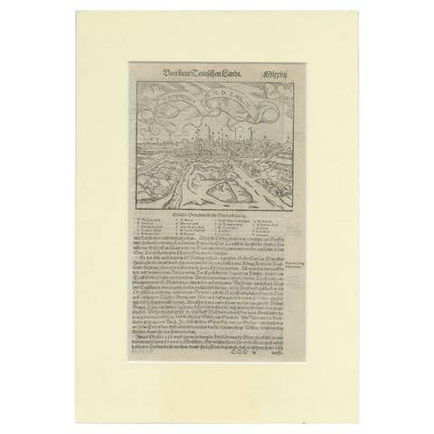 Antique Print of the City of Groningen, The Netherlands, by Münster, c.1600