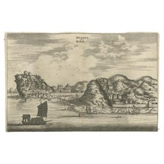 Antique Print of the City of Hukoen in China, 1668
