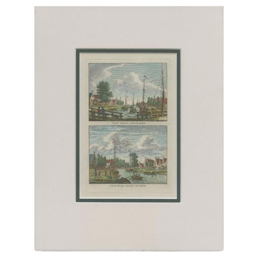 Antique Print of the City of IJlst near Sneek in Friesland, The Netherlands For Sale
