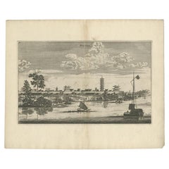 Antiker Druck der Stadt Jiangxi, früher römisch als Kiangsi bezeichnet, China, 1668