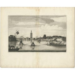 Antiker Druck der Stadt Kancheu in China, 1668