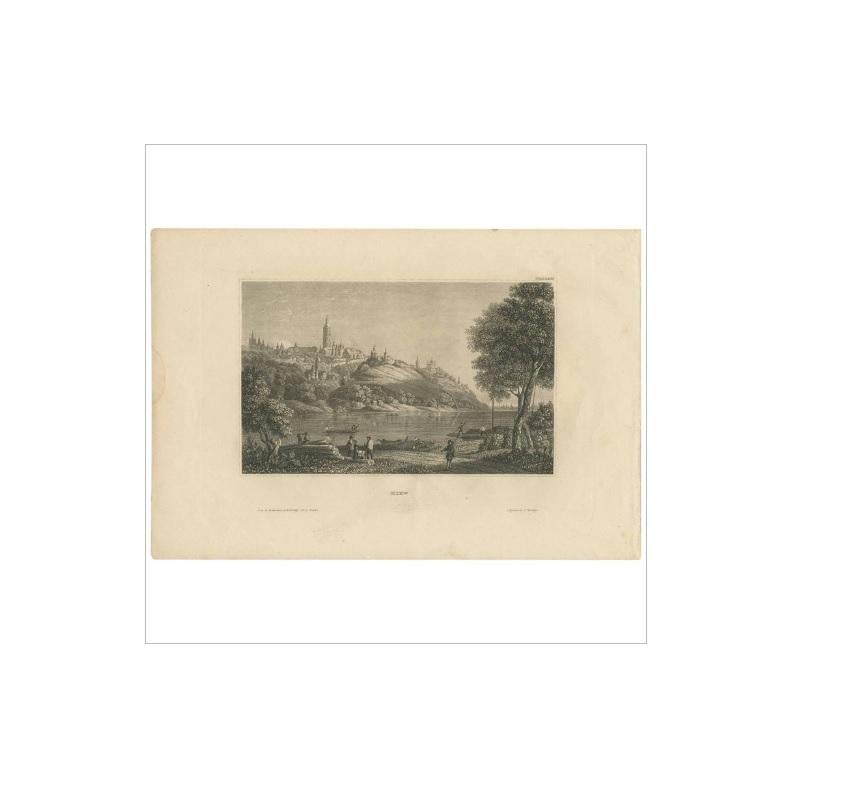 Antique Print of the City of Kiev 'Ukraine' by Meyer (c.1850) In Good Condition In Langweer, NL