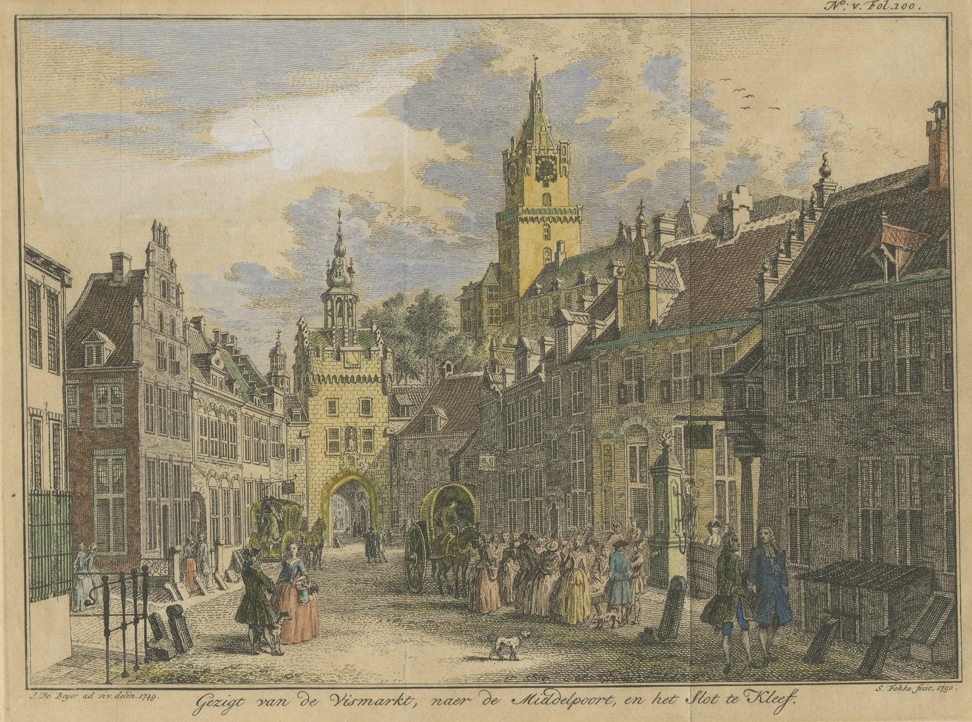 Paper Antique Print of the City of Kleve or Kleef in Germany, 1752 For Sale
