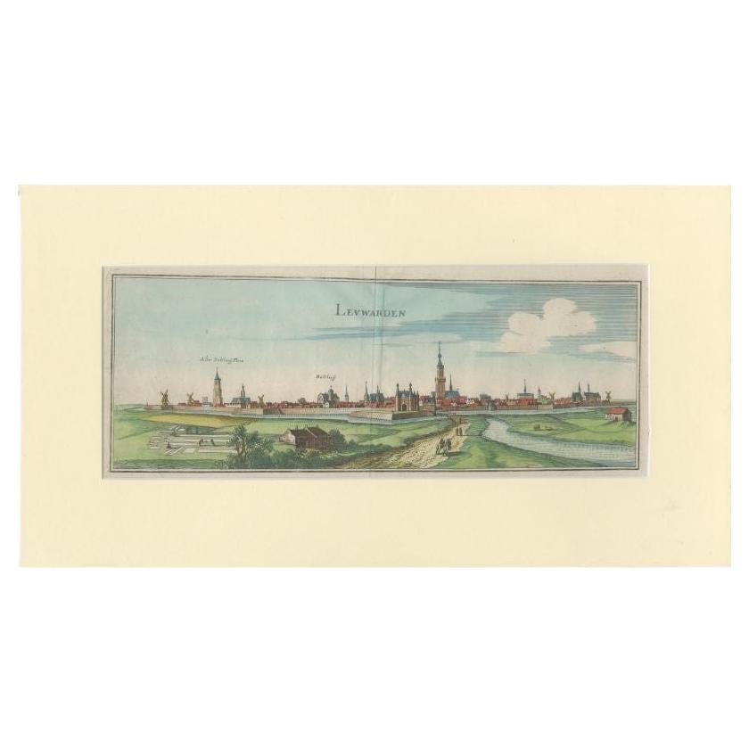 Antique Print of the City of Leeuwarden by Merian, 1659 For Sale