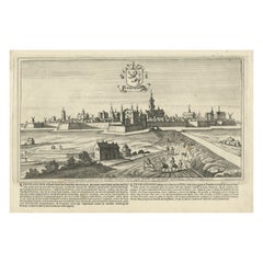 Impression ancienne de la ville de Leeuwarden, Friesland, aux Pays-Bas, 1680