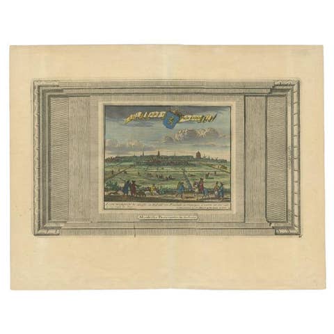 Antique Print of the City of Leeuwarden in Friesland, c.1725