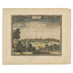 Impression ancienne de la ville de Leeuwarden, Pays-Bas, par Van der Aa, 1726