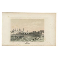 Antique Print of the City of Lima, Capital of Peru, c.1850