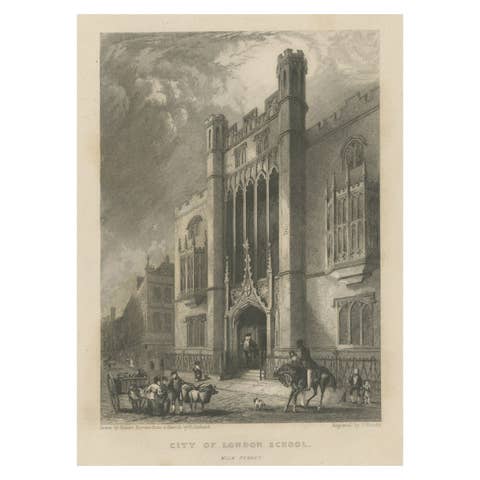 Antique Print of the City of London School, England, c.1840