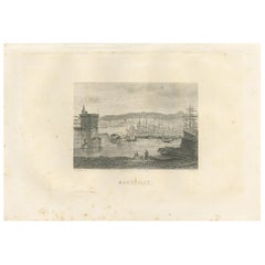 Antiker antiker Druck der Stadt Marseille von Grgoire, „1883“