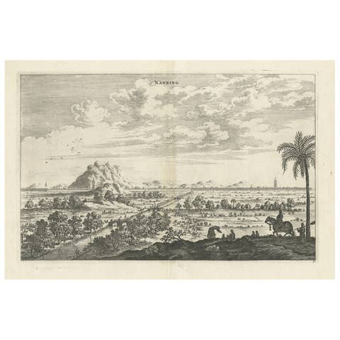Nanking Antique Print, 1668, Engraved View of Chinese Cityscape