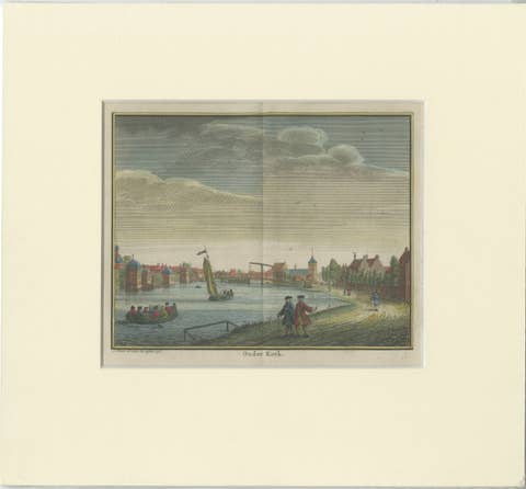 Antique Print of the City of Ouderkerk Aan De Amstel by Philips, circa 1740