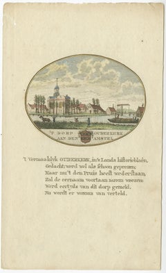 Antiker Druck der Stadt Ouderkerk aan de Amstel, Niederlande, 1795