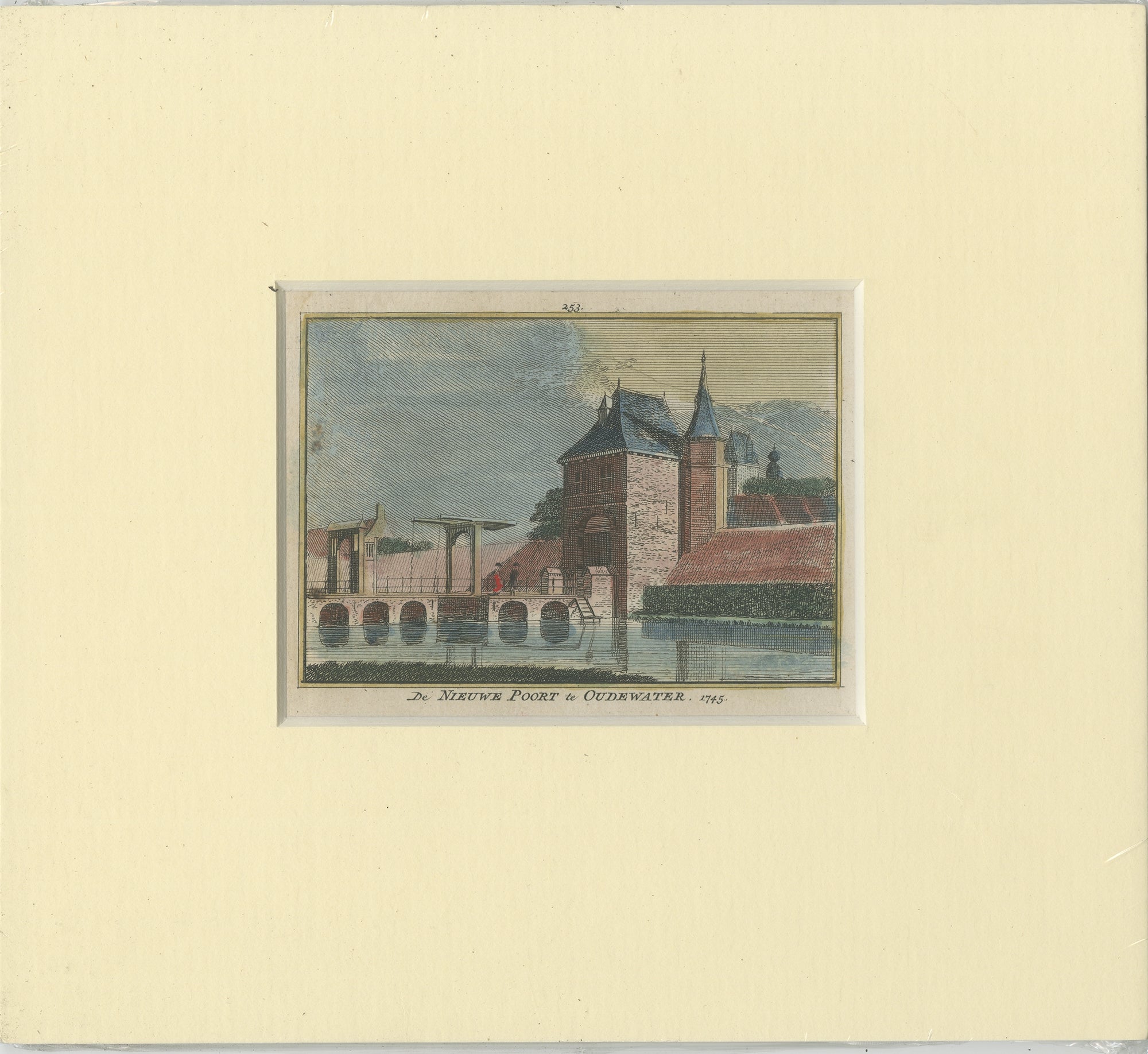 Impression ancienne de la ville d'Audenwater aux Pays-Bas, vers 1750