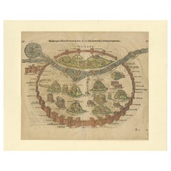 Antique Print of the City of Rome, Italy by Münster, C.1580