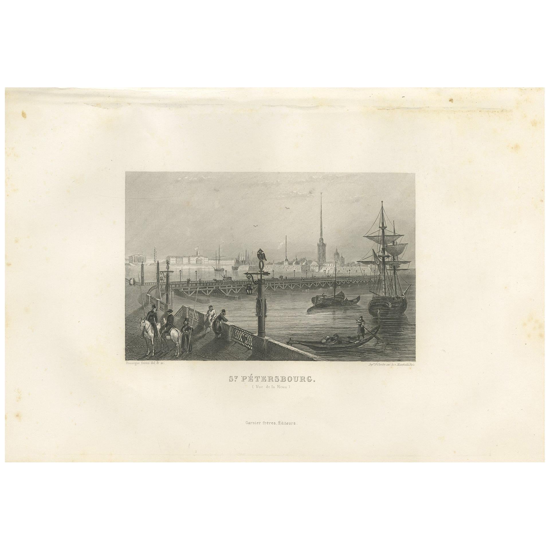 Antique Print of the city of Saint Petersburg by Grégoire '1883' For Sale