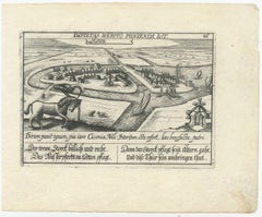 Antique Print of the City of Sloten, Friesland, the Netherlands, circa 1630