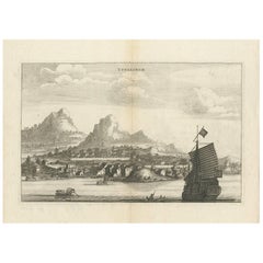Antiker Druck der Stadt Tonglingh China von J. Nieuhof, 1666
