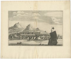 Grabado antiguo de la ciudad de Tonglingh en China, 1668