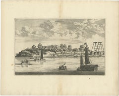 Antiker Druck der Stadt Tonglou in China, 1668