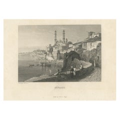 Antiker Druck der Stadt Varanasi oder Benares, Indien