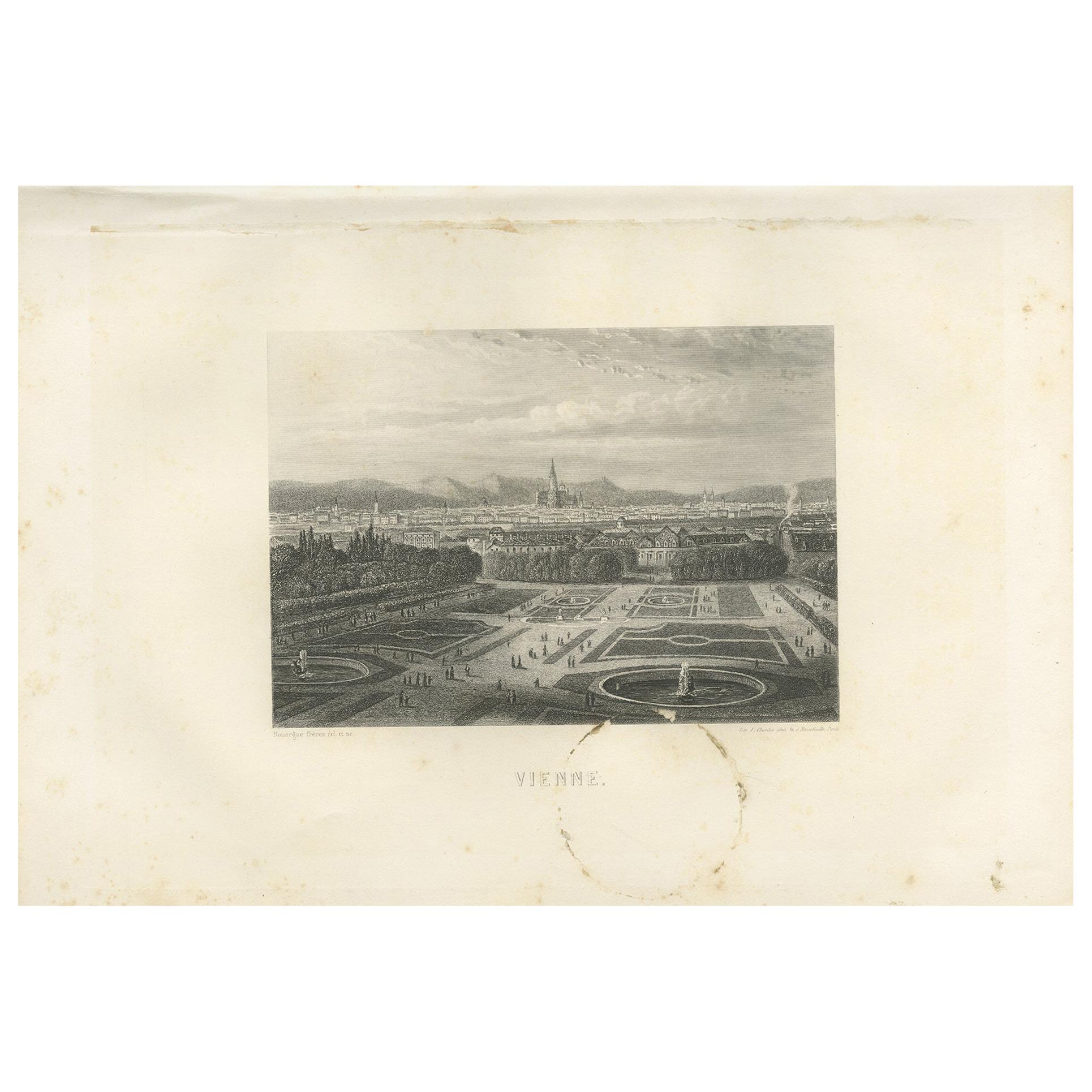 Antique Print of the City of Vienne by Grégoire '1883' For Sale