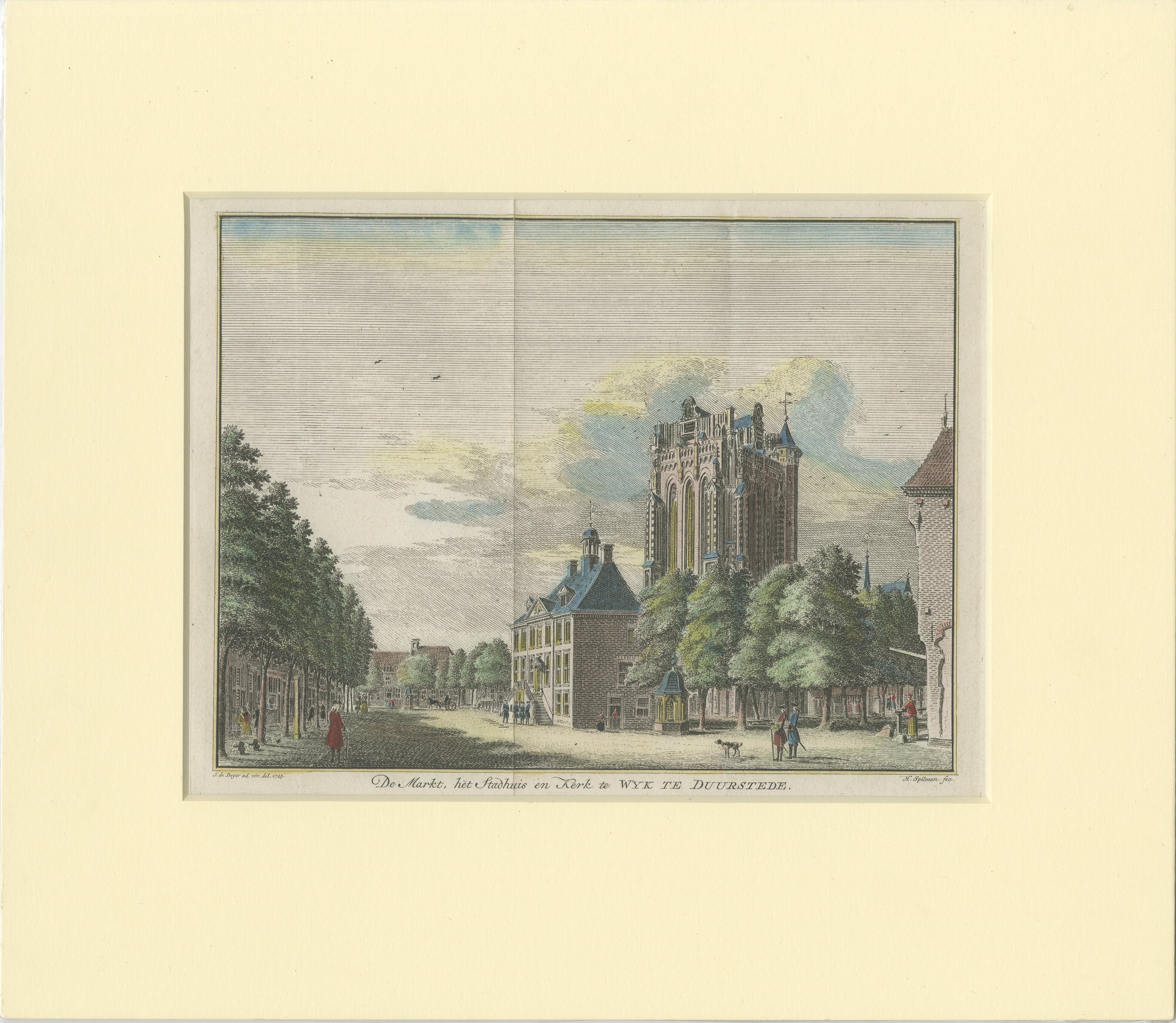 Antique Print of the City of Wijk Bij Duurstede, the Netherlands, circa 1760 For Sale