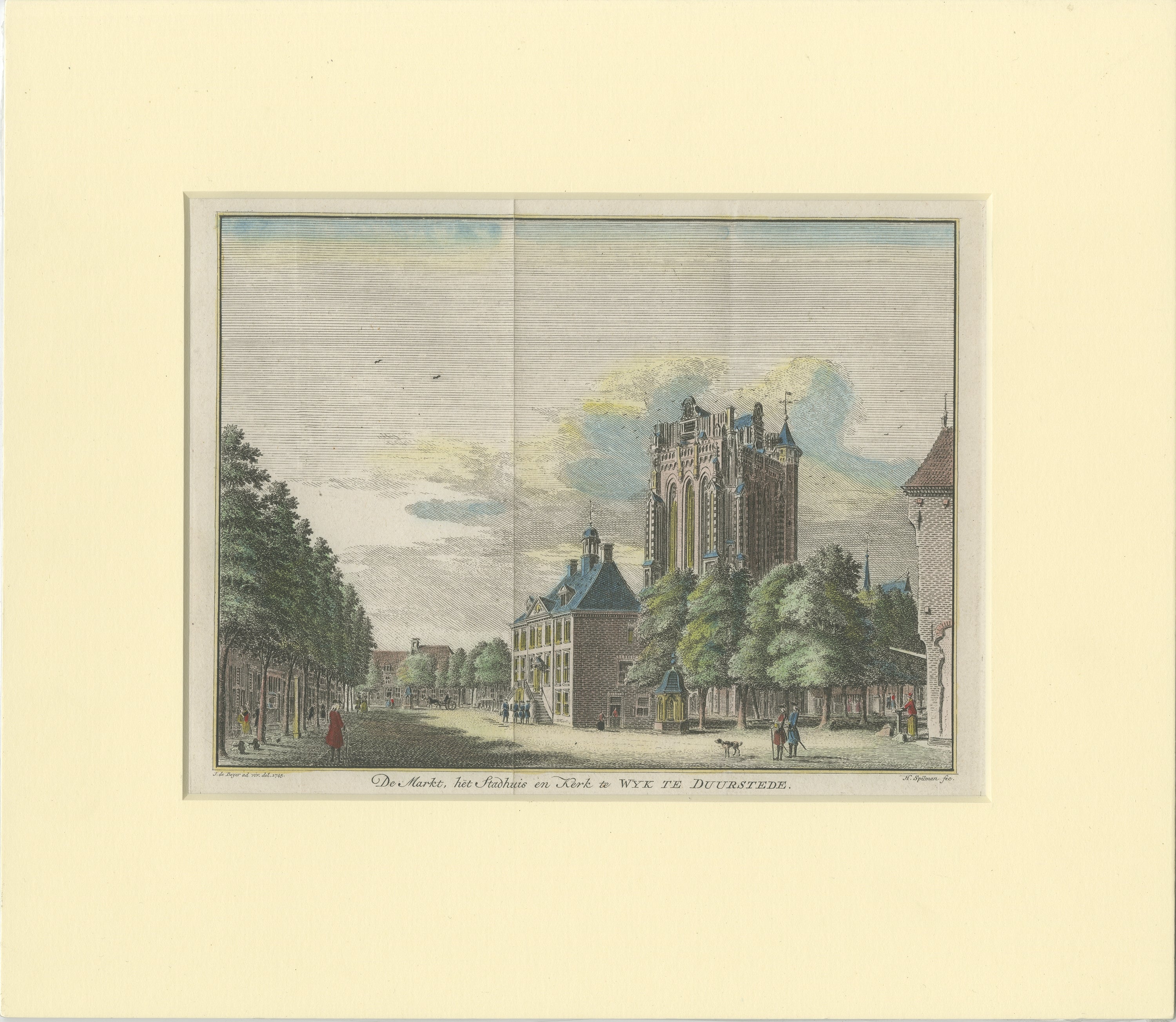 Antiker Druck der Stadt Wijk Bij Duurstede, Niederlande, um 1760