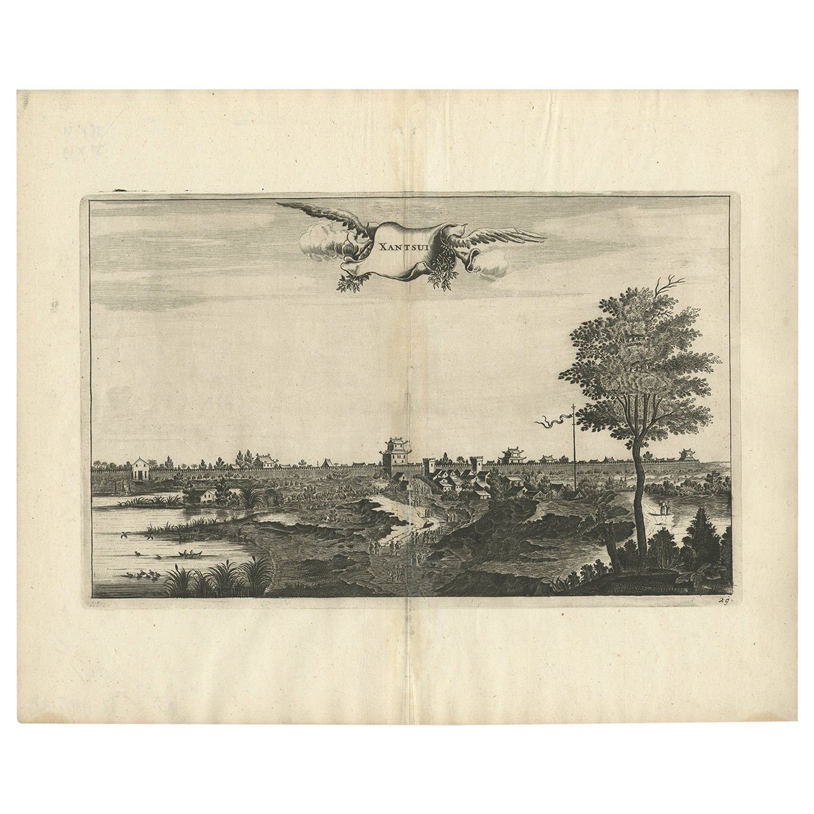 Impression ancienne de la ville de Xantsui en Chine, 1668