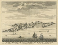 Antiker Druck der Küste von Dabhol „Indien“, 1726