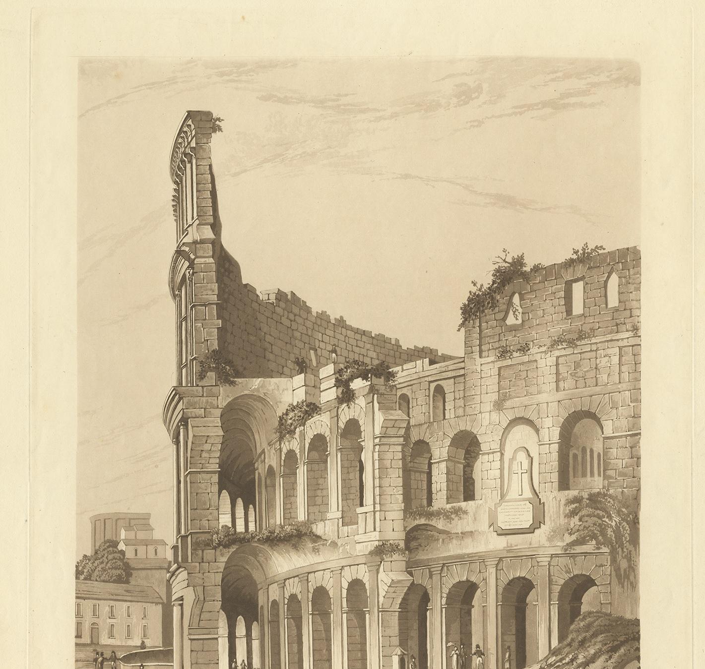 Antiker Druck des Kolosseums von Abbot:: 1820 im Zustand „Gut“ im Angebot in Langweer, NL